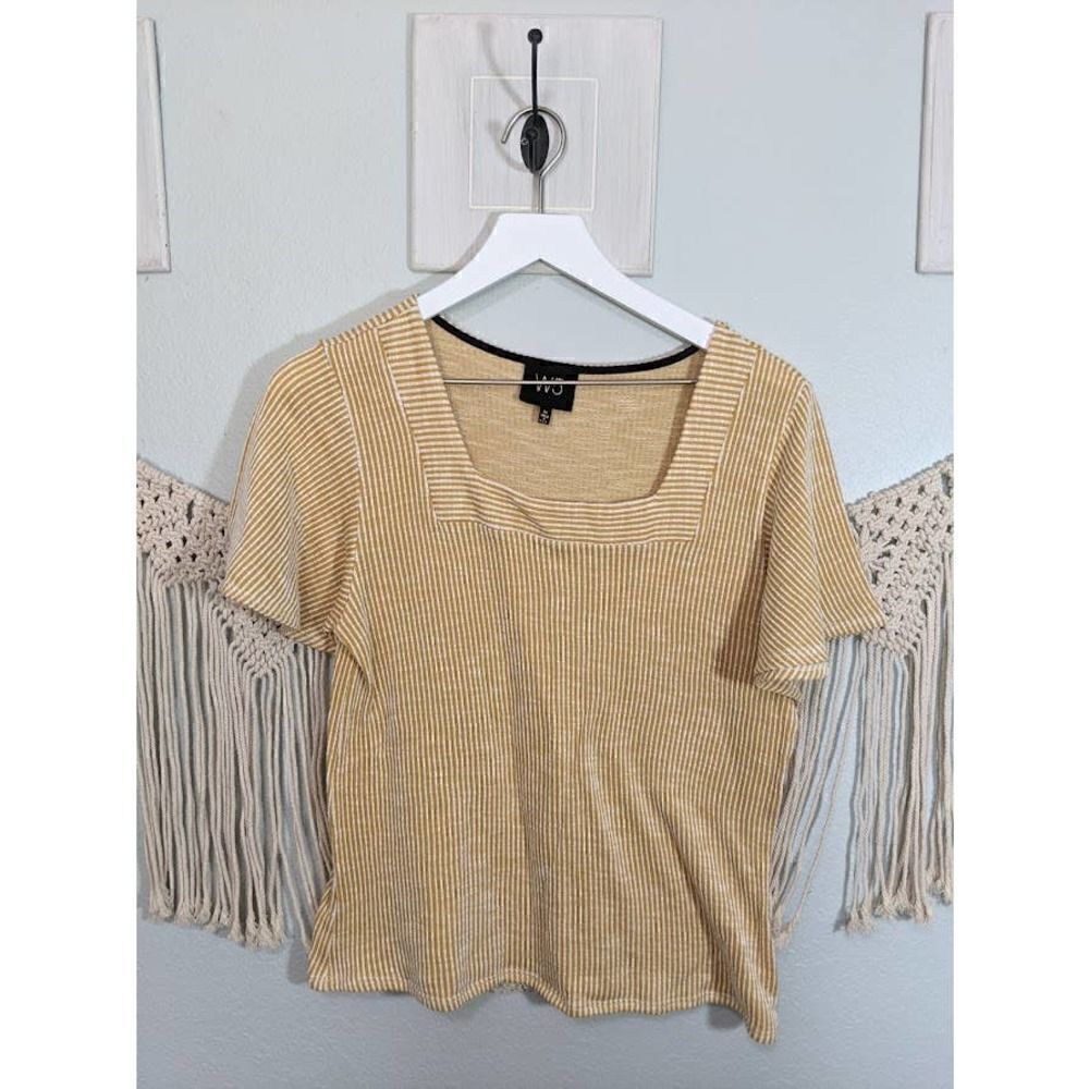 W5 Mustard Yellow and White Squareneck Blouse